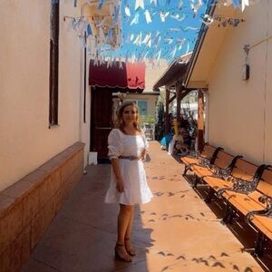 White Puff Sleeve Dress